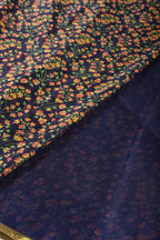 Navy Color Chiffon Floral Zari Border Printed Saree