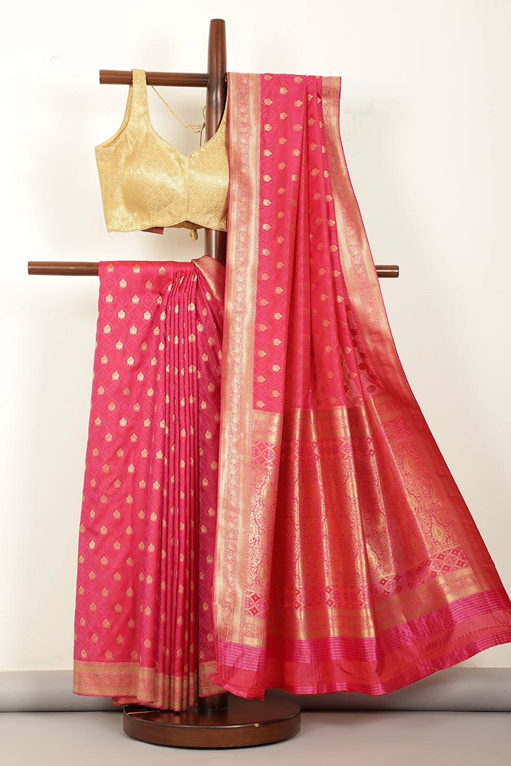Fuchsia Pink Soft Silk Zari and Resham Woven Saree