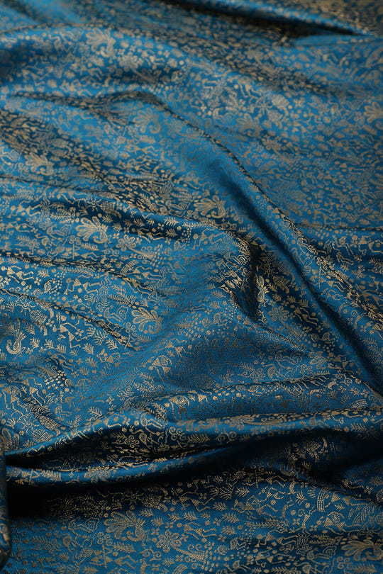 Blue Zari Woven Soft Silk Saree