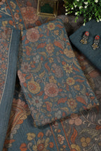 Pale Blue Floral Printed Spun Unstitched Suit Material