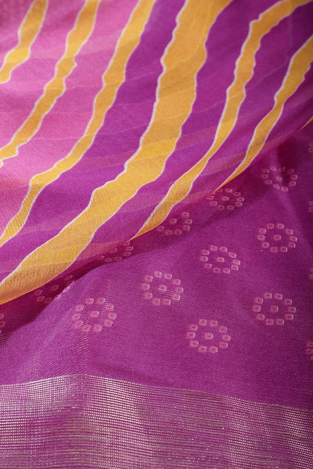 Purple & Yellow Color Chiffon Printed Saree