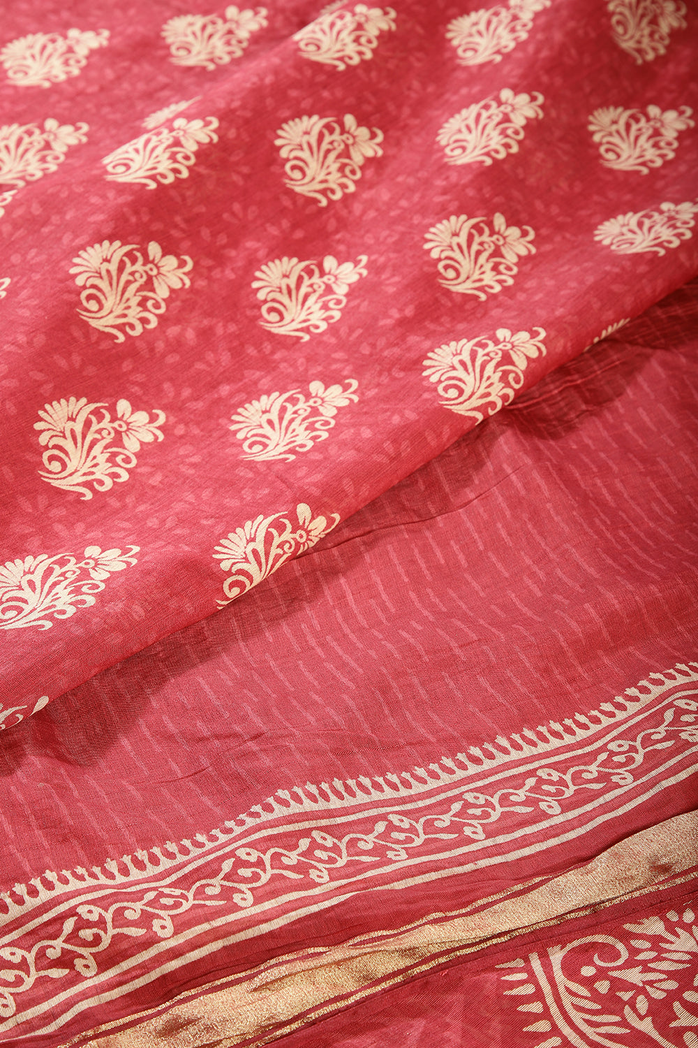 Light Maroon Colour Cotton Printed Saree