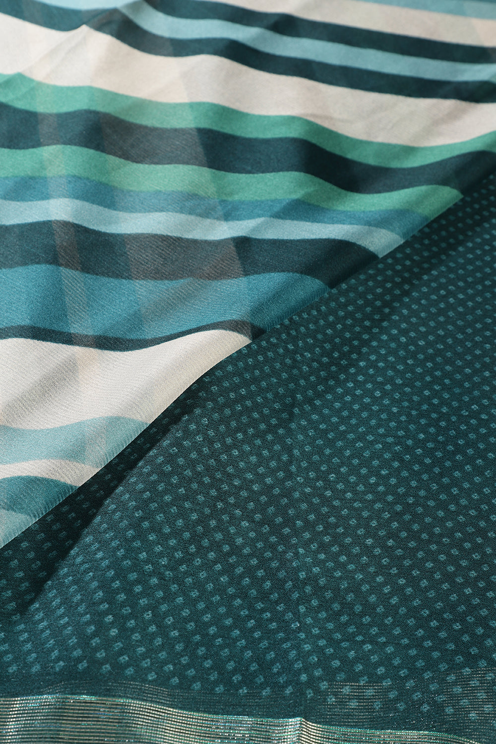 Bottle Green Color Chiffon Printed Saree