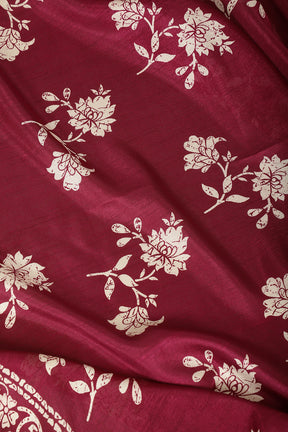Dark Scarlet Cotton Silk Block Printed Saree