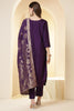 Purple Color Silk Neck Embroidered Suit Set