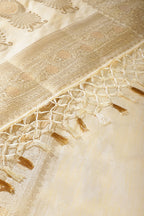 Cream Silk Floral Zaal Woven Banarasi Saree