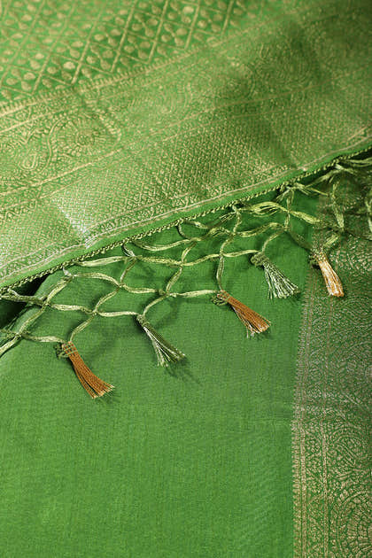 Green Floral Zaal Woven Silk Banarasi Saree