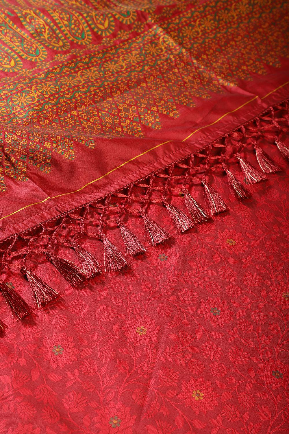 Black & Red Silk Resham And Zari Woven Saree