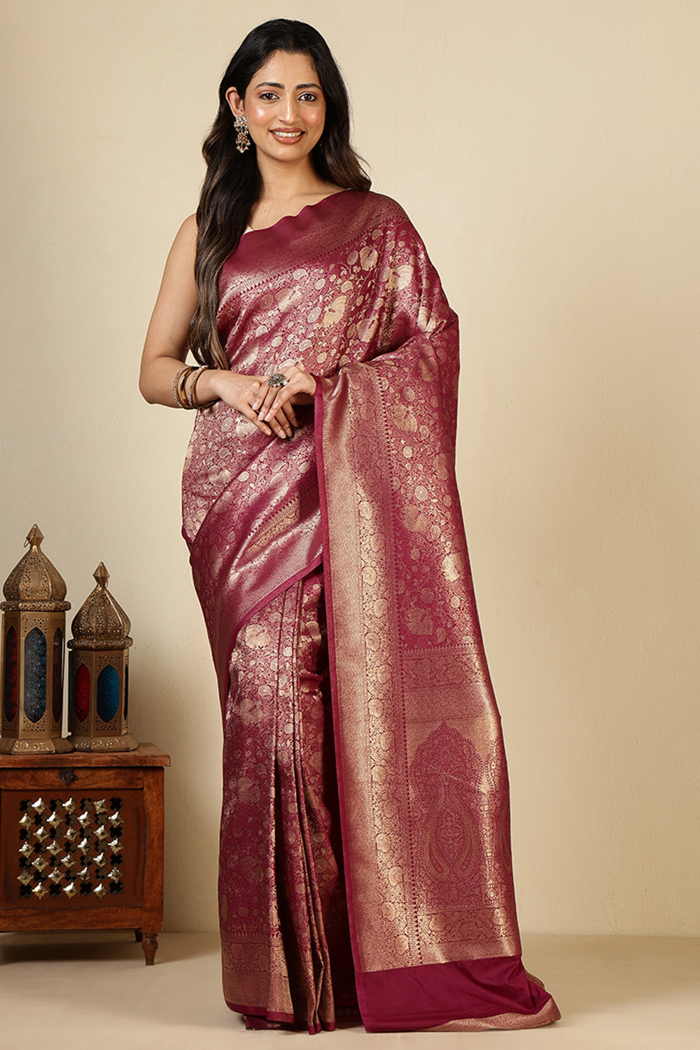 Dark Scarlet South Silk Woven Saree