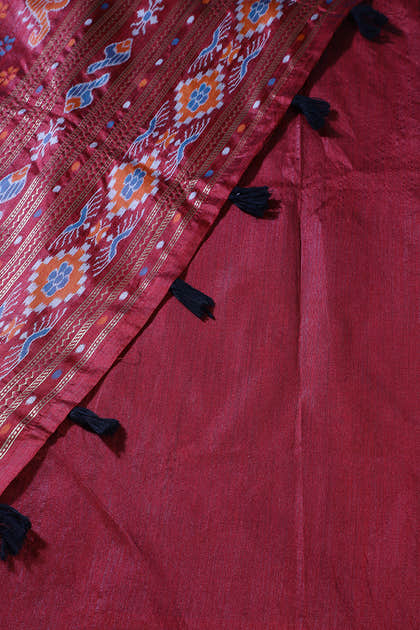 Black Tussar Silk Reham Woven Saree