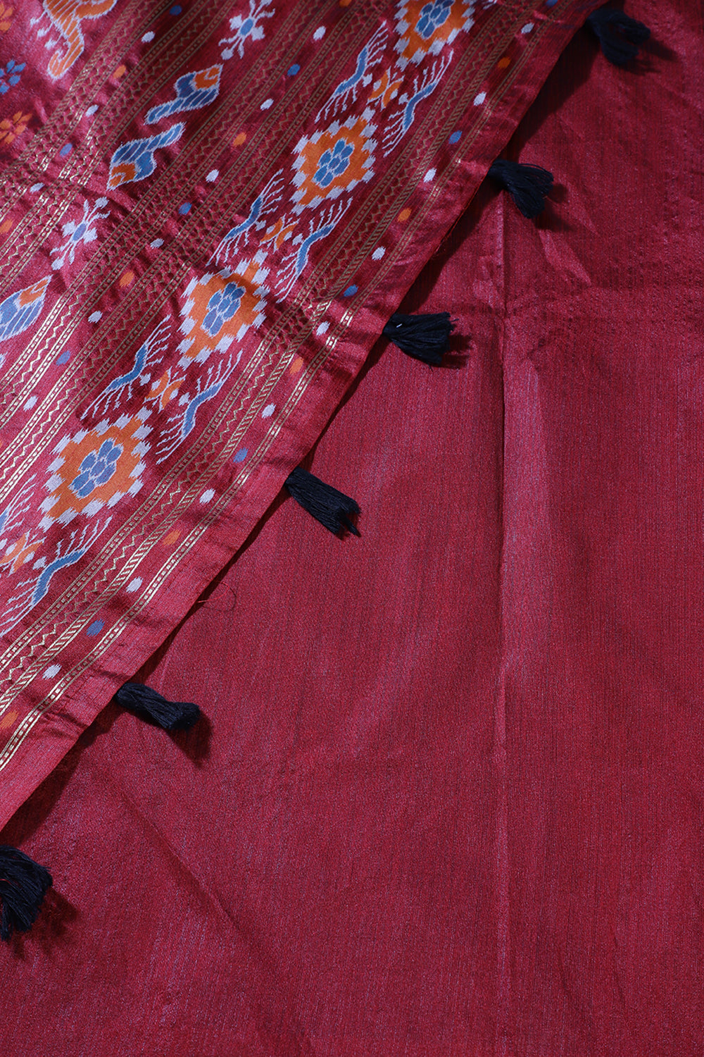 Black Tussar Silk Reham Woven Saree