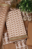 Cream & Brown Cotton Dabu Block Print Unstitched Suit Material