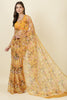 Mustard Floral Printed Chiffon Saree