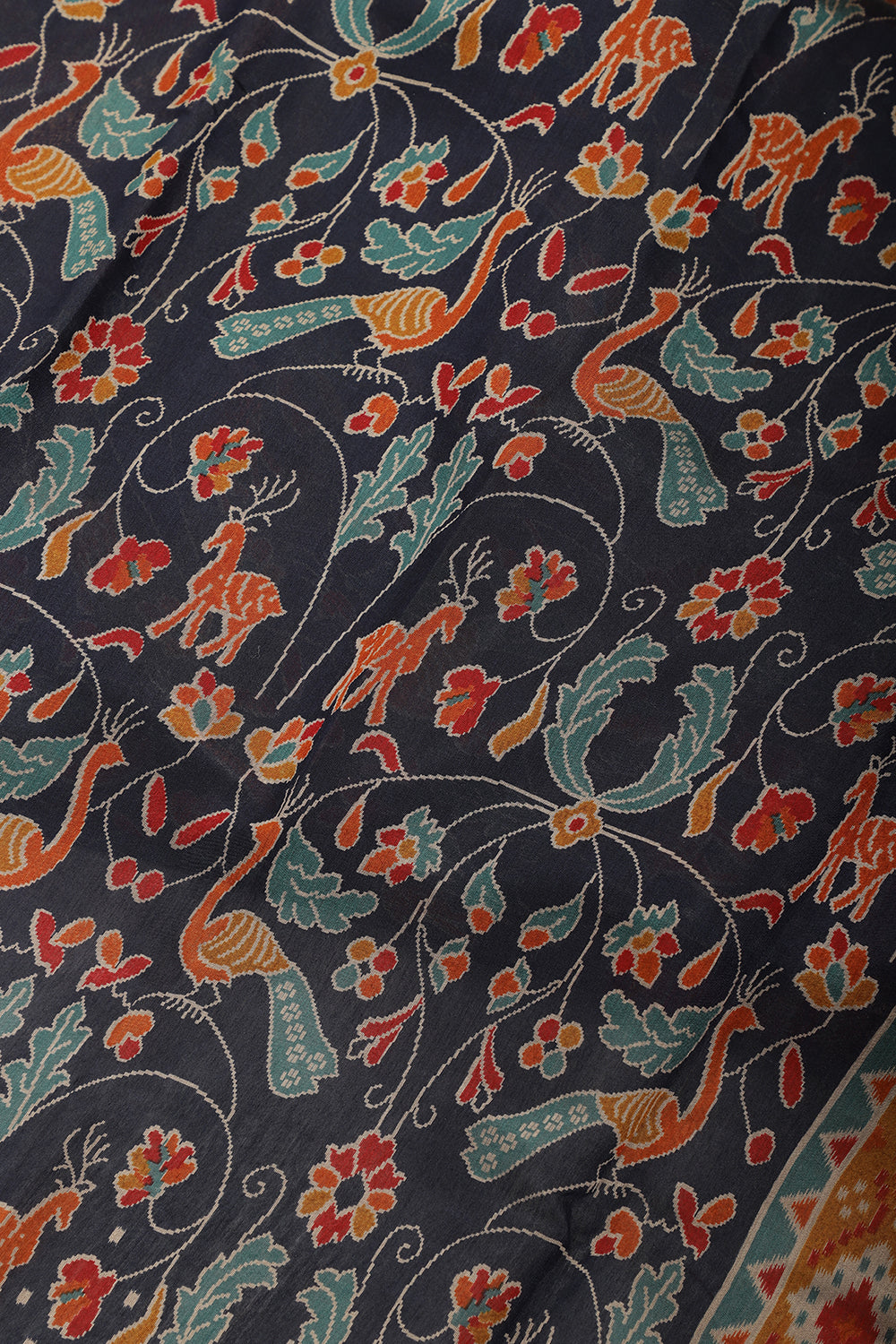 Navy Kalamkari Printed Cotton Saree