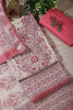 Beige & Pink Floral Printed Unstitched Suit Fabric
