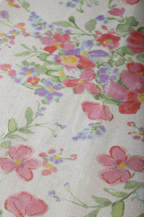 Cream Color Organza Cotton Floral Printed Saree