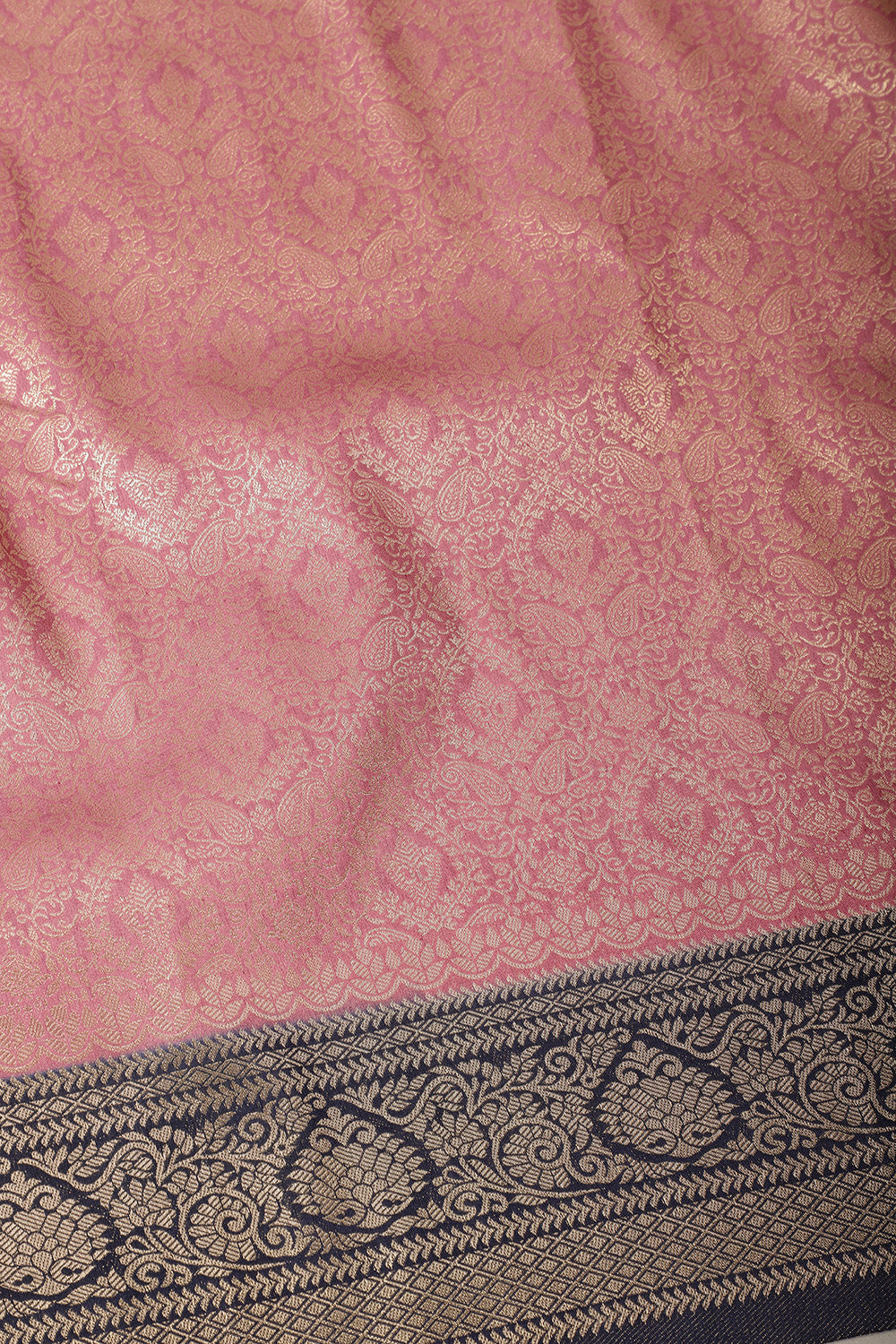 Mauve & Navy Dual Toned Soft Silk Zari Woven Saree