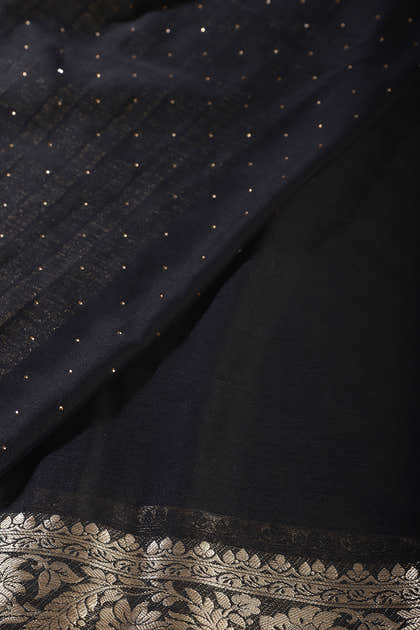 Black Chinon Crepe Swaroski Work Saree