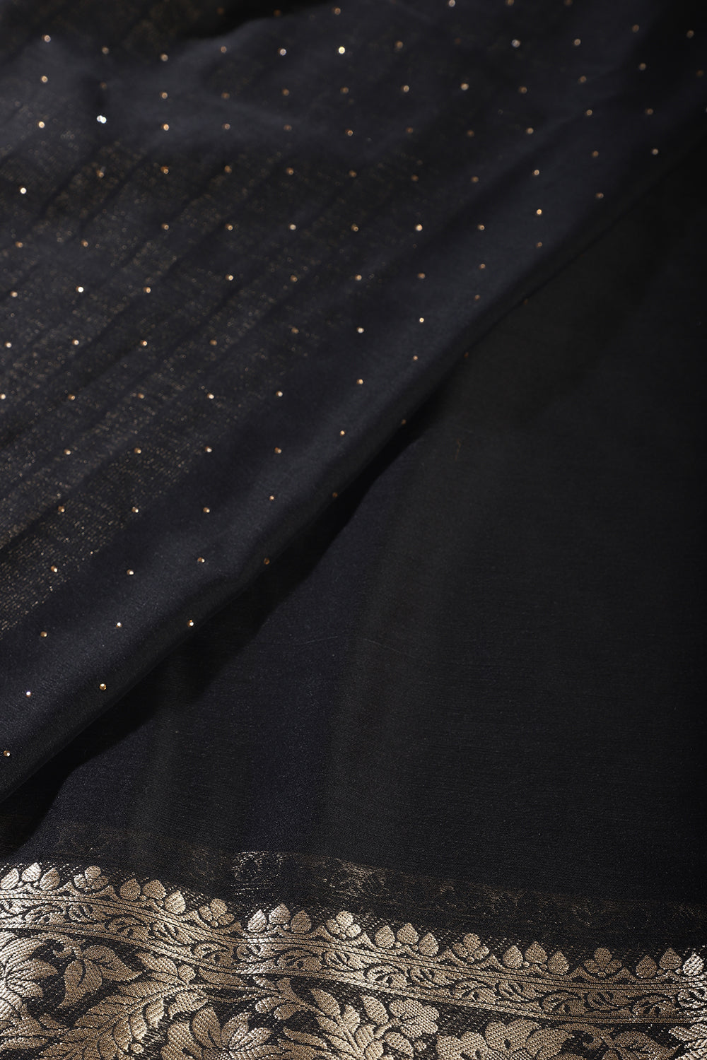 Black Chinon Crepe Swaroski Work Saree