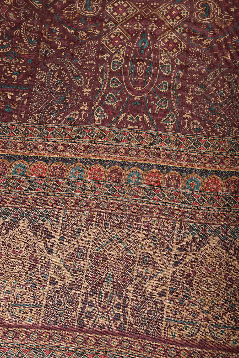 Wine Pashmina Digital Printed Unstitched Suit Material