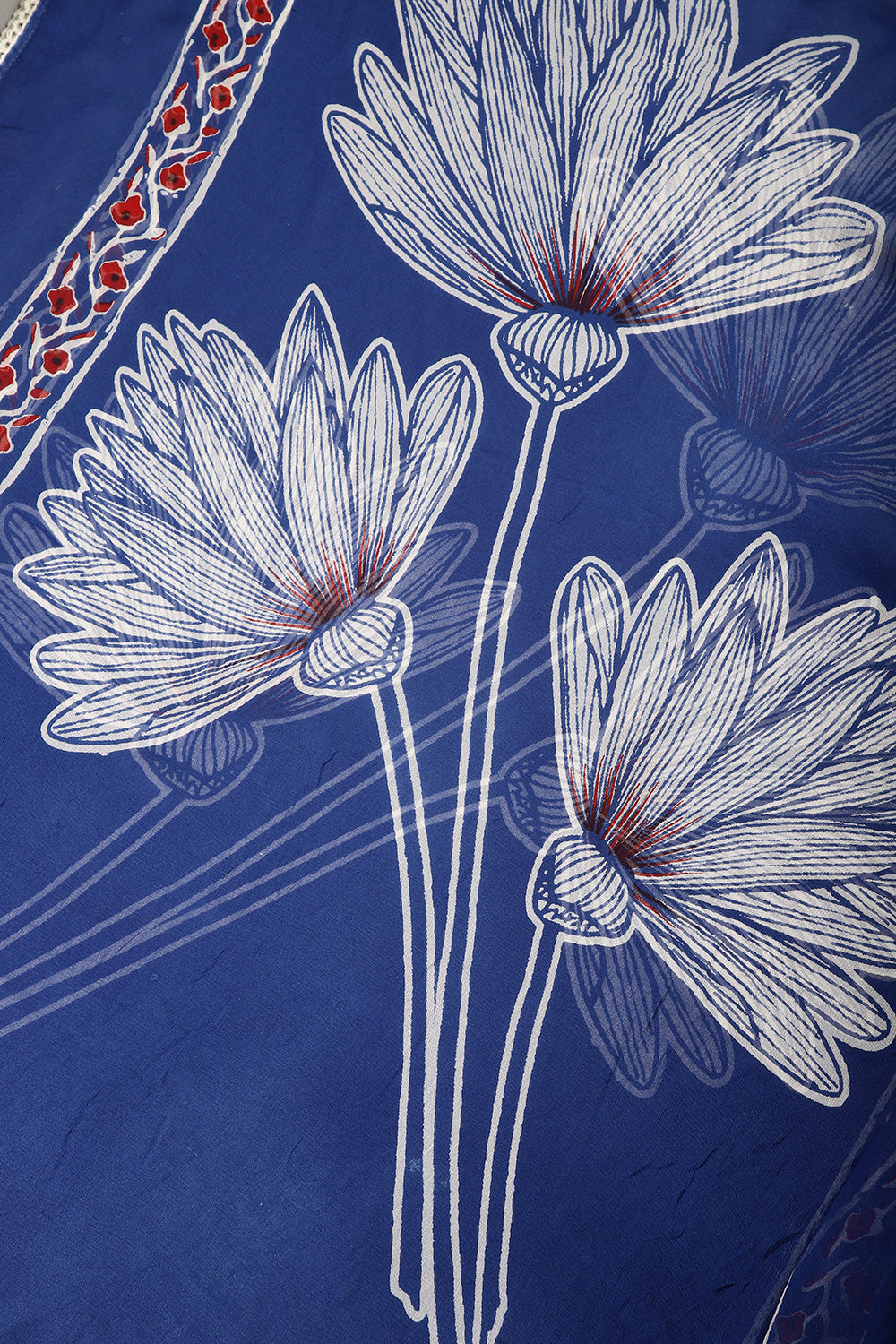 Navy Color Cotton Printed Unstitched Suit Material