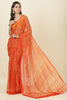 Orange Georgette Bandhani Printed Saree