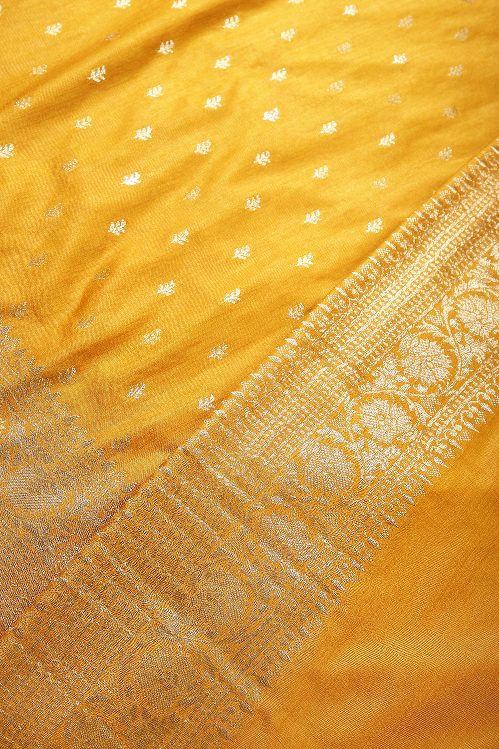 Lightning Yellow Color Raw Silk Woven Saree
