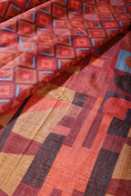 Navy Printed Tussar Silk Saree