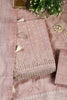 Light Peach Tussar Cotton Printed And Reham Embroidered Unstiched Suit Material