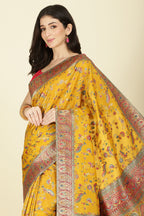 Mustard Silk Madhubani Woven Saree