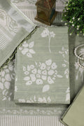 Green Color Printed Linen Cotton Unstitched Suits