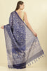 Indigo Kota Cotton Floral Jaal Printed Saree