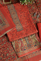 Dark Orange Pashmina Digital Printed Unstitched Suit Fabric