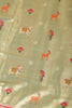 Gold & Green Duo-Chrome Tissue Silk  Pathani Work Saree
