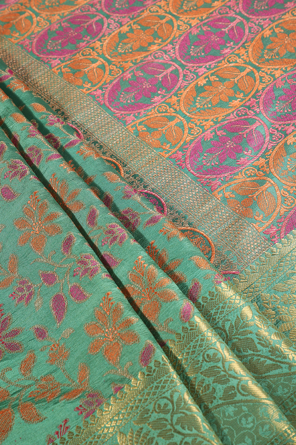 Sea Green Colour Tussar Woven Silk Saree