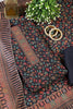 Navy Pashmina Floral Printed Unstitched Suit Fabric