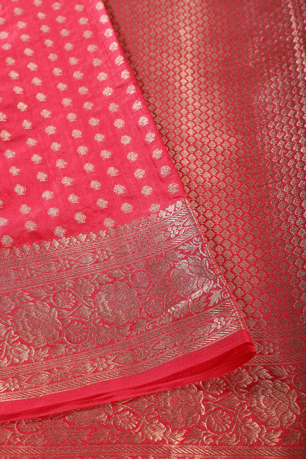 Watermelon Zari Banarasi Woven Silk Saree