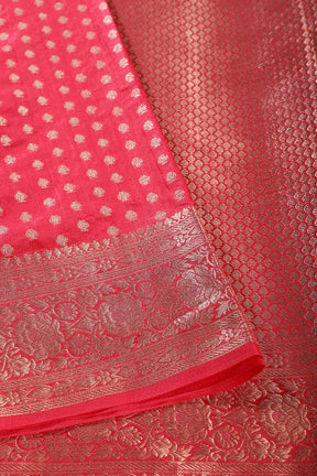 Watermelon Zari Banarasi Woven Silk Saree