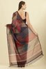 Wine Organza Cotton Printed Saree