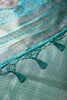 Teal Blue Baluchari Silk Meenakari Woven Saree
