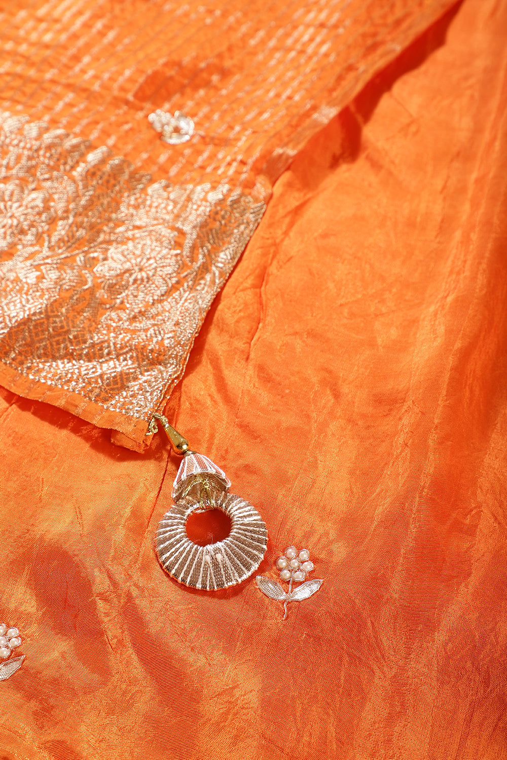 Yellow & Orange Jaipuri Silk Leheriya Printed And Embroidered Saree
