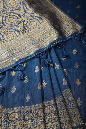 Royal Blue Color Mulberry Silk Woven Saree