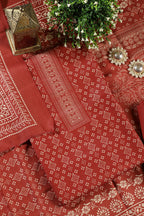Maroon Printed Pashmina Unstitched Suit Fabric