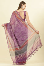 Purple Bandhani Printed Cotton Saree