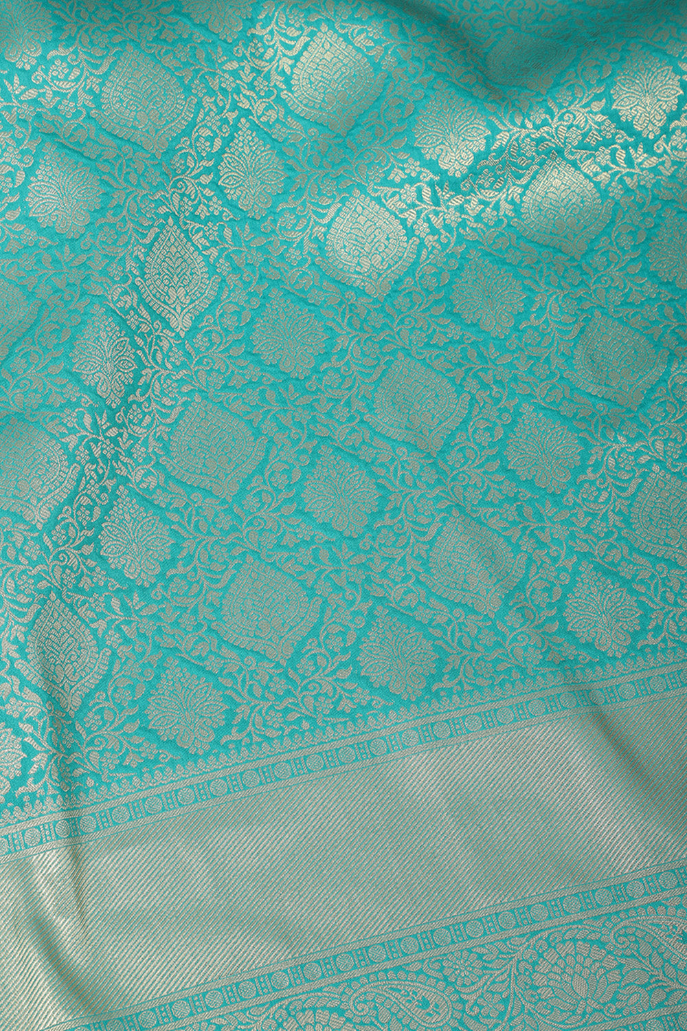 Teal Soft Silk Zari Woven Saree