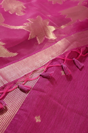 Purple Tussar Silk Floral Zari Woven Saree