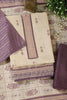 Beige & Mauve Chanderi Cotton Floral Printed And Neck Embroidered Unstitched Suit Material Unstitched Suit Fabric