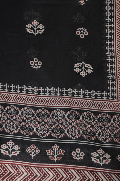 Maroon Cotton Ajrakh Block Print Unstitched Suit Material