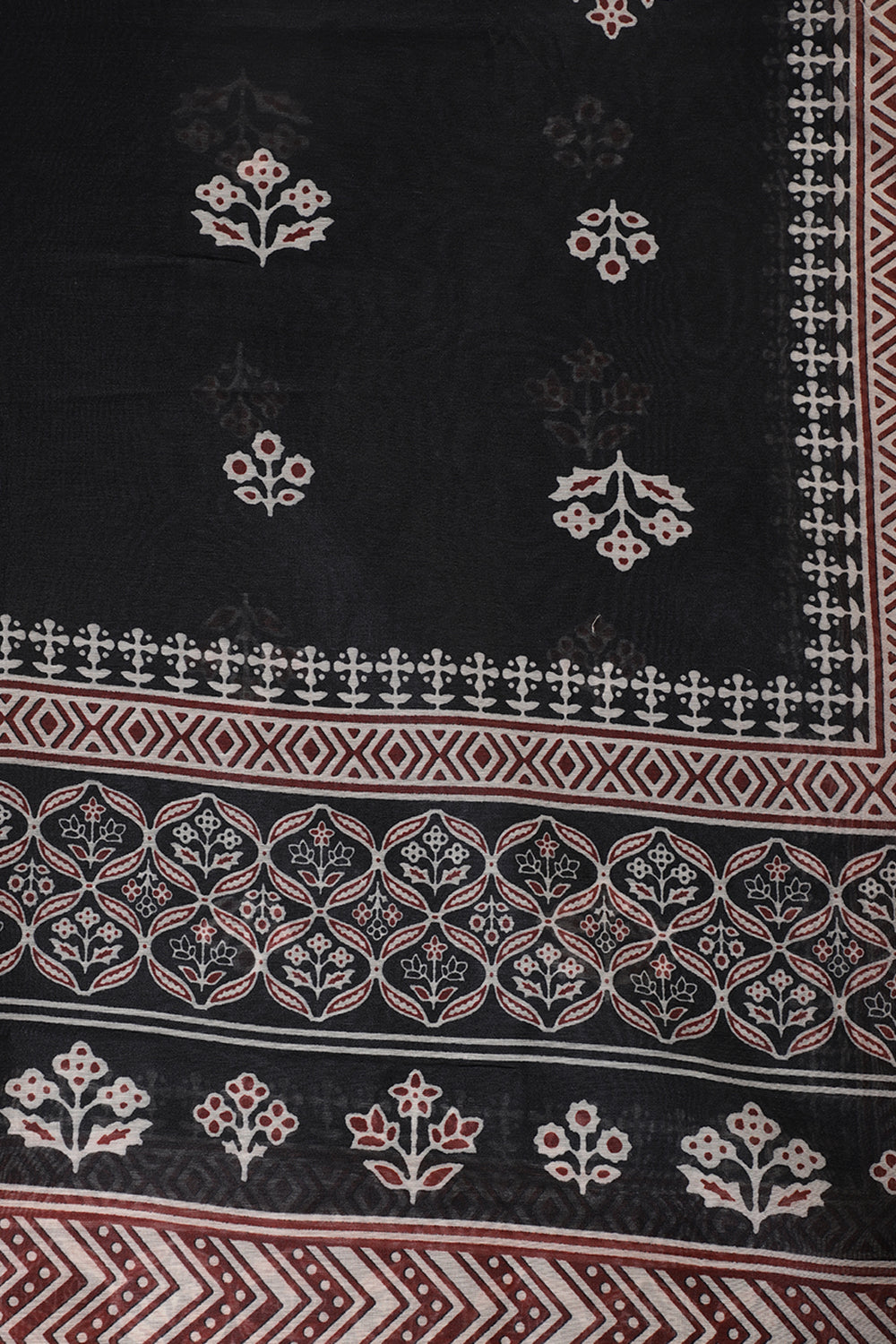 Maroon Cotton Ajrakh Block Print Unstitched Suit Material