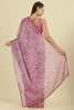 Muted Pink Organza Floral Printed And Lace Work Saree